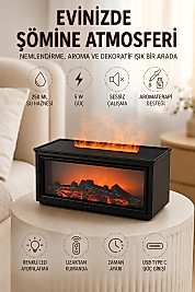 Alev Efektli Aroma Yayıcı Hava Nemlendirici Uzaktan Kumandalı Gece Lambası