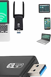 Kablosuz Wifi Adaptörü 5GHz AC Çift Band Çift Antenli UCZZZWİFİADAPTÖRRRRRR3
