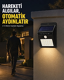 Bahçe ve Veranda İçin Güneş Paneli ile Otomatik Şarj Olan LED Duvar Lambası