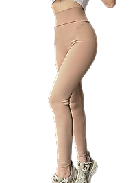 Yüksek Bel Fitilli Şardonlu Tayt - BEJ