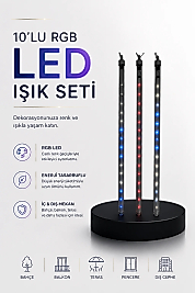 Dekoratif Ortam Aydınlatması RGB LED 10’lu Çubuk Seti