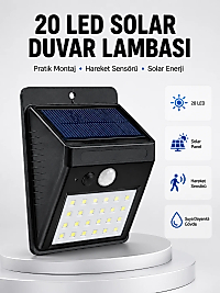 Su Geçirmez IP65 20 LED Solar Sensörlü Bahçe ve Veranda Aydınlatma Yeni Nesil