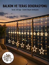 Yıldız Figürlü Perde Peri Led 3x3 Metre Dekoratif Işık Yeni Nesil
