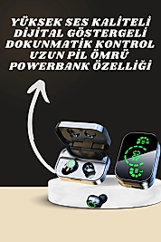 7 Kordonlu Akıllı Saat Ve Aynalı Bluetooth Kulaklık Powerbank Dijital Göstergeli