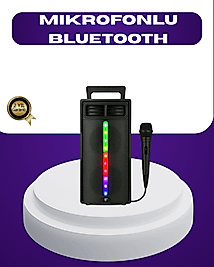 Bluetooth Işıklı Hoparlör – 2x5W Güç | USB + TF Kart + FM Radyo | Siyah Renk