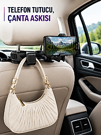 Araç Koltuk Başlığına Takılan Telefon Tutucu ve Eşya Askısı