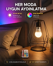 Kumanda Destekli Çok Renkli Akıllı LED Ampul Yeni Nesil