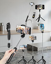 Cep Telefonu Tripod Standı Manyetik Bluetooth Uzaktan Kumandalı