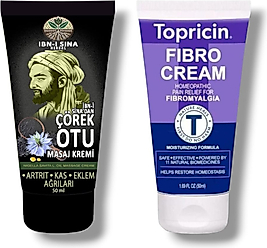 IBN-I SİNA ÇÖREK OTU KREMİ + TOPRİCİN FİBRO CREAM BİTKİSEL KAS VE EKLEMLER IÇİN AĞRI MASAJ KREMLERİ 50 ML