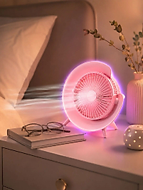 RGB Işıklı 3 Kademeli USB Şarjlı Masaüstü Vantilatör