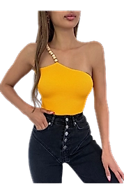 Ahşap Boncuk Detaylı  Bluz-TURUNCU