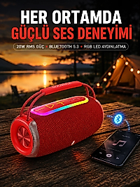Suya Dayanıklı 20W RGB Hoparlör Bluetooth, USB, SD Kart ve AUX Girişli
