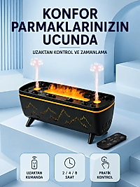 Siyah Aroma Difüzörü Jöle Damla Efektli Hava Nemlendirici Uzaktan Kumandalı LED Işıklı