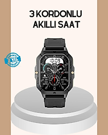3 Kordonlu Akıllı Saat Uzun Pil Süreli