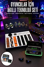 Powerbank Bluetooth Kulaklık Ve Akıllı Saat 7 Kordonlu Metal Kordon Plastik Kordon
