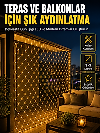 İç ve Dış Mekân Kullanımına Uygun 3x3 Metre LED Işık Ağı