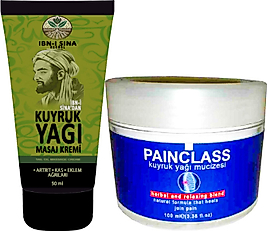 İBN-İ SİNA KUYRUK YAĞI TESKİN KREMİ KAS SIRT BEL EL AYAK KULLANIM 2 ADET 50 ML + 1 ADET 100 ML PAİNCLASS DİNDİRİCİ KREM