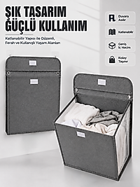 Duvara Asılabilir Katlanabilir Kirli Çamaşır Sepeti Geniş Hacimli Düzenleyici