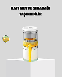 Taşınabilir Katı Meyve Sıkacağı – 45W Güçlü Motor, Çift Kesici Bıçak, USB Şarjlı ve Kompakt Tasarım