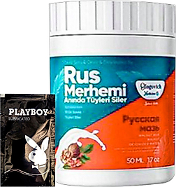 PLAYBOY TURQUOİSE CEVİZ & CEVİZ SÜTÜ RUS MERHEMİ 50 ML TÜYLERE KREM + YANINDA JEL