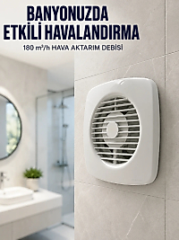 Ev Tipi Dekoratif Aspiratör 16 W 180 m³/h Banyo Mutfak WC Havalandırma Çözümü