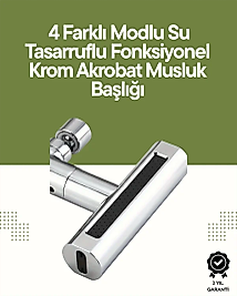 Krom Musluk Başlığı | 4'ü 1 Arada Su Çıkışı | Kolay Montajlı