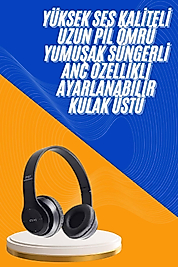 Wireless 5.0 Bluetooth Kablosuz Kulaklık ANC Özellikli Kulak Üstü Ayarlanabilir