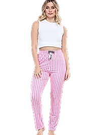 Pijama Altı Modal  Ring Viskon Kumaş Çizgili-Pembe