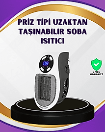 Taşınabilir Priz Isıtıcı Dijital Termostatlı Seramik Isıtıcı