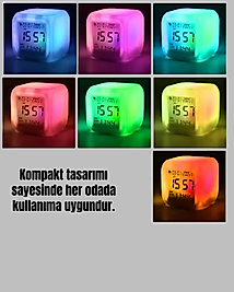 Küp Şeklinde 7 Renk Değiştiren LED Alarm Saati UCZZZKÜPÇALARSAAT-1