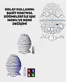 Dinozor Yumurtası Galaksi Projektör Gece Lambası 4'ü 1 Arada – Bluetooth Hoparlörlü