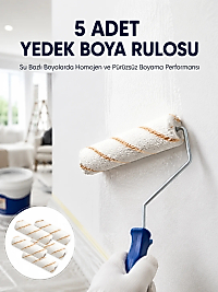 5’li Mini Rulo Boya Seti Duvar Tavan Emülsiyon Uygulama
