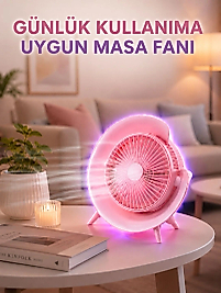 Renkli Ambiyans Işıklı Taşınabilir Masaüstü Vantilatör