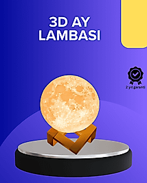 16 Renkli 3D Baskılı Ay Lambası Ahşap Standlı