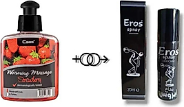 ÇİLEK AROMALI CİNSEL MASAJ YAĞI 100 ML + EROS G.CTRCİ SPREY 20 ML