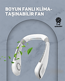 USB Şarjlı Giyilebilir Fan | 5 Kademeli Rüzgar Hızı, Sessiz Turbo Soğutma, 360° Hava Sirkülasyonu