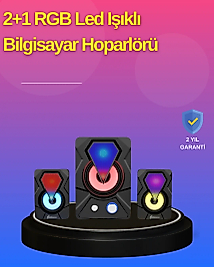2.1 Kanal RGB LED Oyun Hoparlörü Subwoofer Destekli