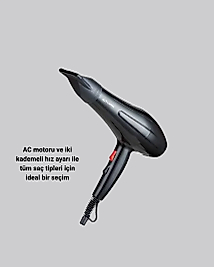 Profesyonel 2200W Fön Makinesi – AC Motorlu, Hızlı Kurutma, Hafif Tasarım
