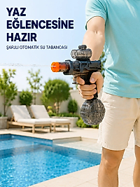 Şarjlı Elektrikli Su Tabancası Yuvarlak Su Hazneli Otomatik Sürekli Atışlı