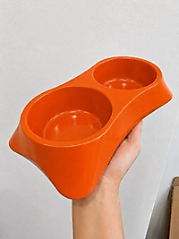 İkili Model Beton Kedi Köpek Mama ve Su Kabı (24cm × 12cm × 5cm) - Turuncu
