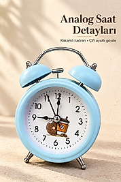 Desenli Kadranlı Analog Masa Saati Alarm Özellikli