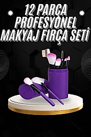 12 Parça Profesyonel Makyaj Fırçası Far Fırçası Allık Fırçası Yumuşak Kıllı
