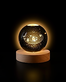 LED Kristal Küre Ahşap Standlı Gece Lambası XUCZZZGÜNEŞSİSTEMİKÜRE-3