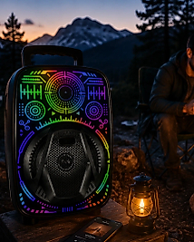 8 İnç Karaoke Hoparlör USB AUX FM Destekli Işıklı Speaker