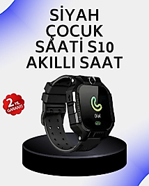 S10 Akıllı Çocuk Saati Siyah Tasarım Adımsayar ve Alarm Fonksiyonu