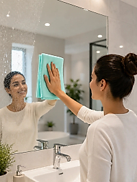 Çok Amaçlı Mikrofiber Cam Bezi Cam Ayna Duşakabin ve Parlak Yüzey Temizlik Bezi