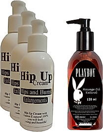 HİNTOHU HİPUP HİP ENLARGEMENT CREAM KALÇA KALDIRMA , VÜCUT KREMİ 120 ML 3 ADET+PLAYBOY MASAJ YAĞI 120 ML