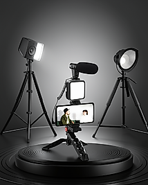 Vlog Çekim Kiti LED Işıklı Tripod Mikrofonlu XUUCZZZAY49KAMERATELEFONTUTUCU-1
