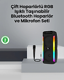 Taşınabilir Şarjlı Hoparlör USB, SD Kart, AUX Girişli