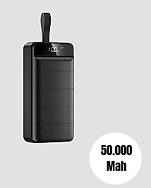 Tüm Cihazlarla Uyumlu 50.000 mAh Powerbank – Yüksek Kapasiteli, LED Gösterge ve Akıllı Koruma Fonksiyonlu